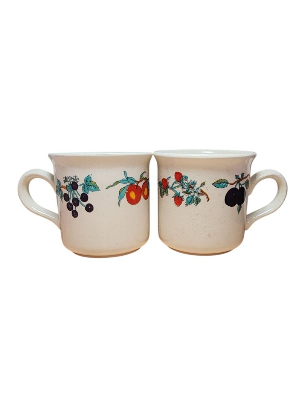 Vintage Lot of 2 Tabletops Unlimited Fruits Around Top Coffee Cup Mug HTF Design